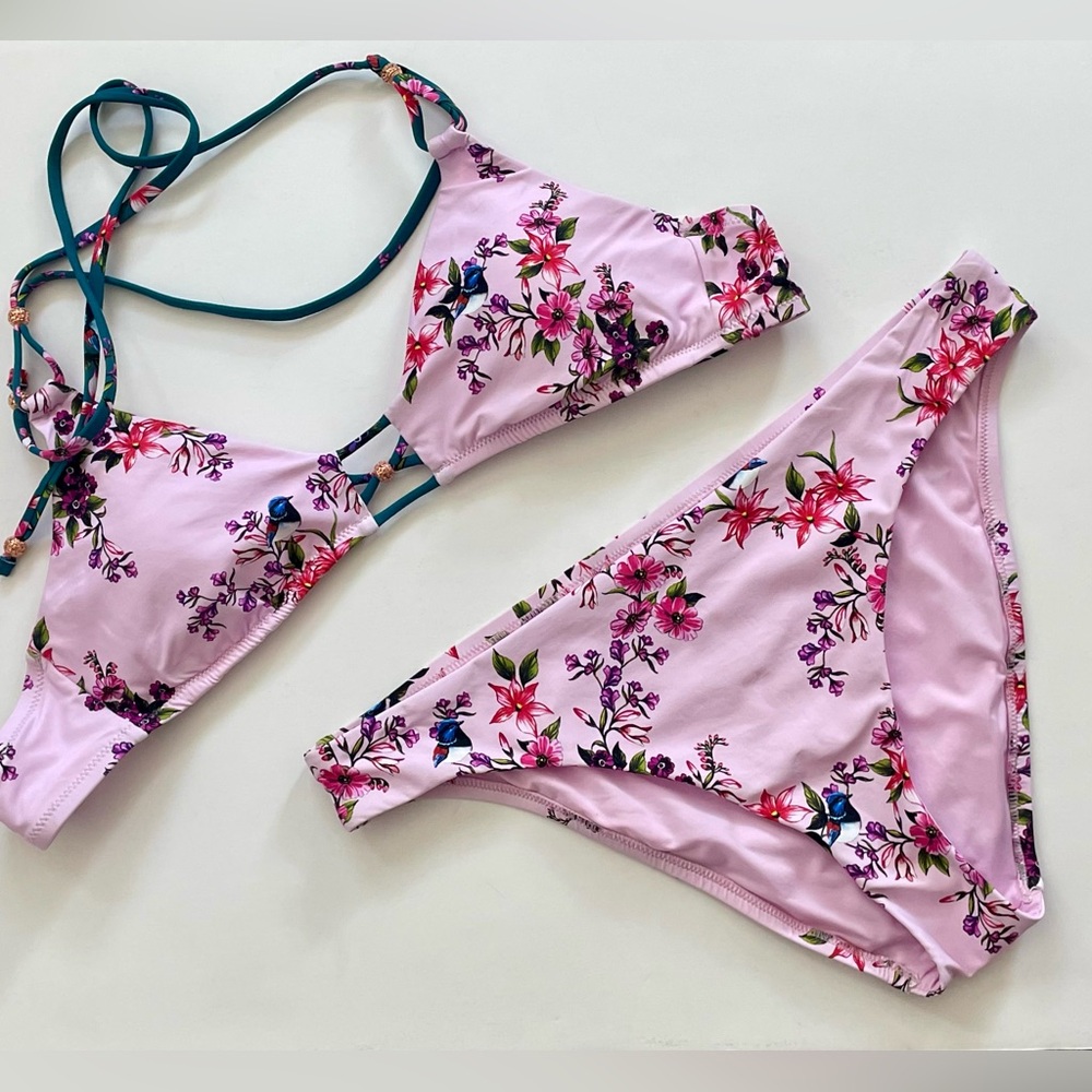 Nanette Lepore Two-Piece Floral Print Bikini _ Pink Multi-Color